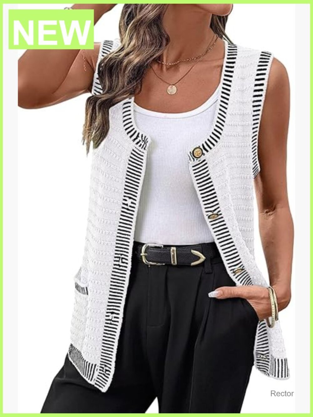 Sleeveless Button Down Cardigan Sweater with Pockets